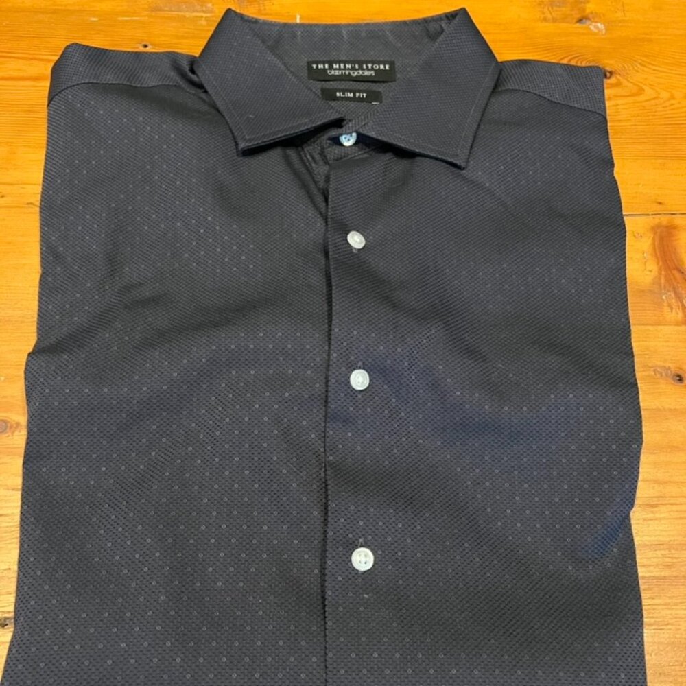 Bloomingdale's Dress Shirt Blue  - Large